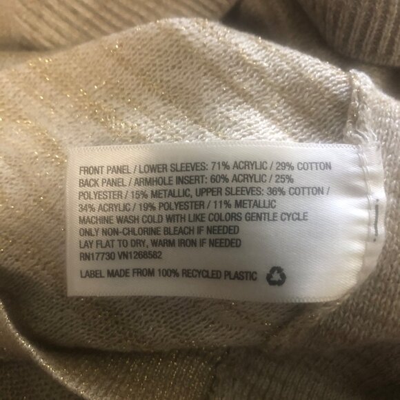 Knox Rose Sweater Womens Sz 1X Gold Metallic Long Sleeve Festive Party Pullover - Picture 6 of 7